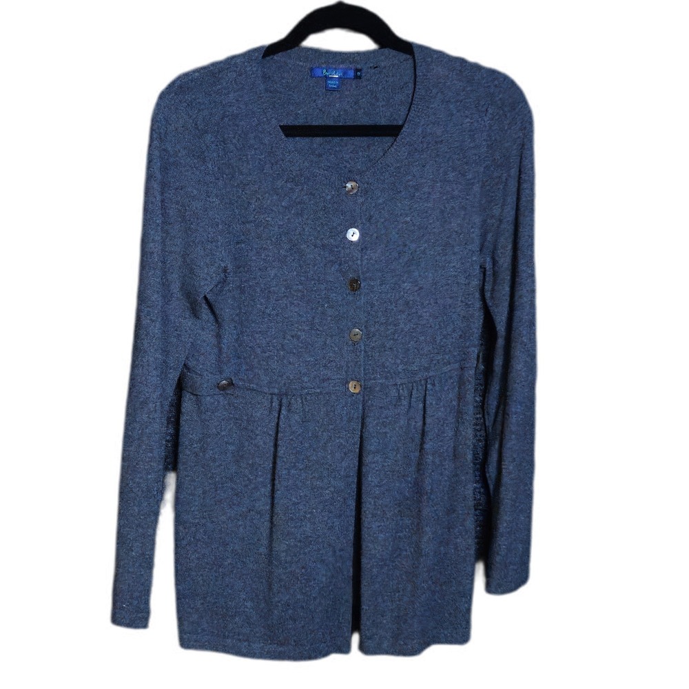 BODEN Cardigan Womens 12 Gray Cashmere Empire‎ Waist Button Front Soft Knit